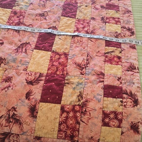 Patchwork Quilt with Floral Patterns Approximately 64by72" - Picture 6 of 6